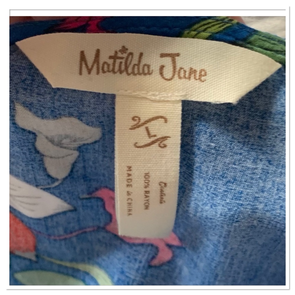 Matilda Jane Perfectly Polished Midi Dress V Neck Floral Print Blue White Large - Picture 8 of 10
